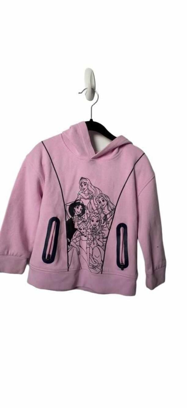 Disney Princess Pink Graphic Hoodie Sweatshirt with Zipper Pockets_K31
